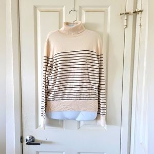 H&M | NWOT Beige/Black Striped Turtleneck Long Sleeve Sweater (SIZE S)